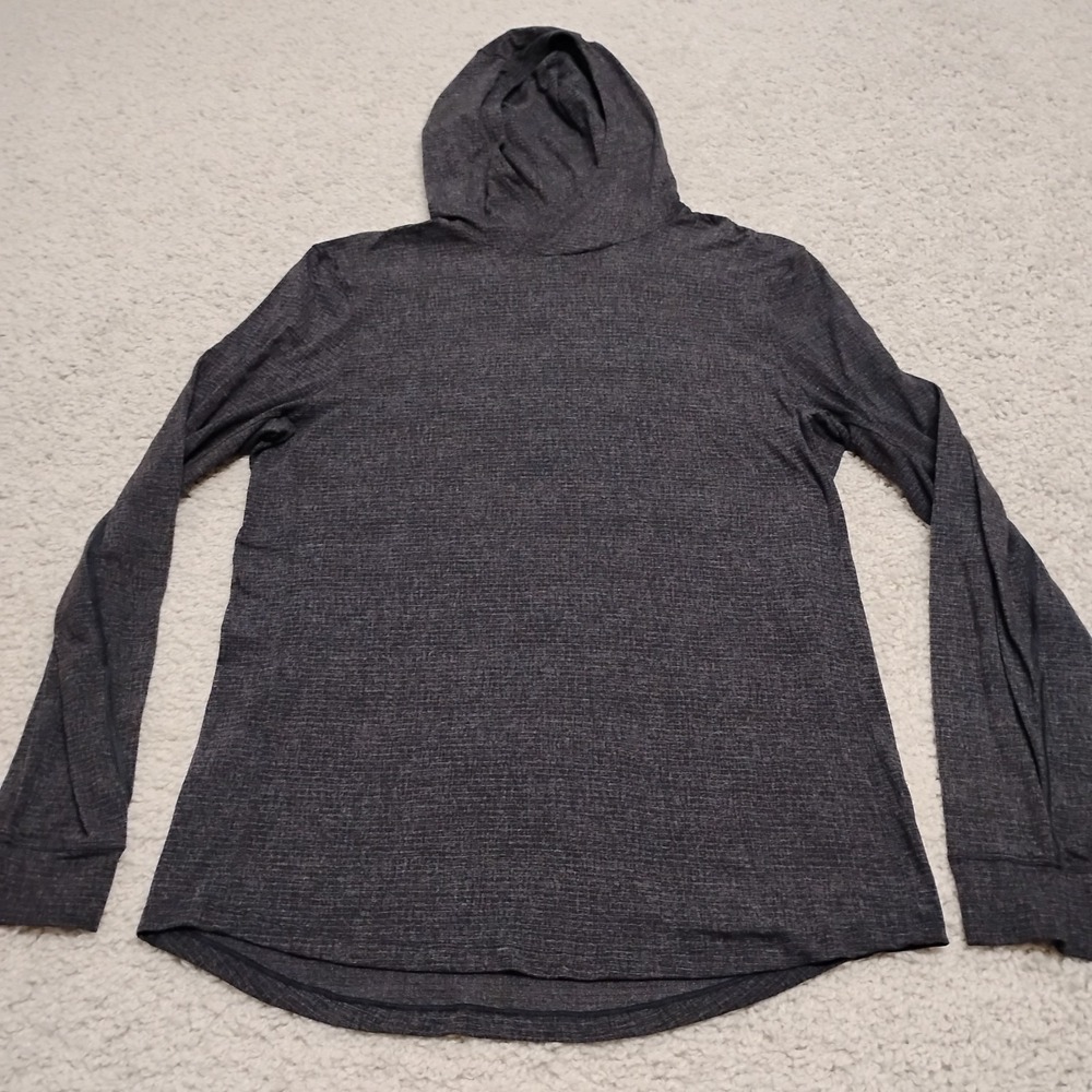 Lululemon Hoodie Shirt Mens Medium Black Gray Pullover Lightweight Athletic Gym